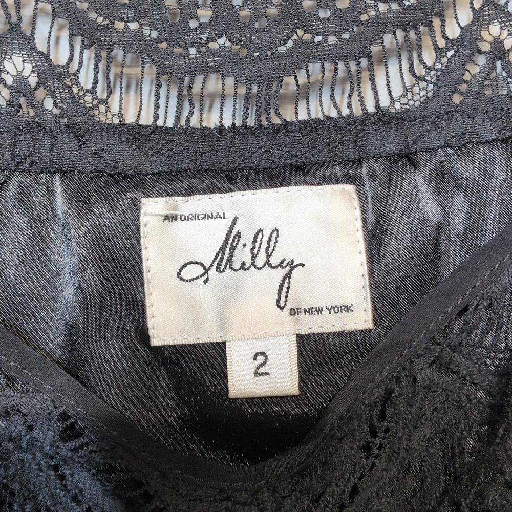 Milly of New York Black Crochet Cotton Lined Sleeveless Blouse Top Size 2 - Picture 3 of 5